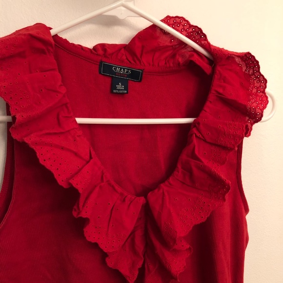 Preppy Chaps Ruffle Collar Riding Tank Top - Picture 2 of 2